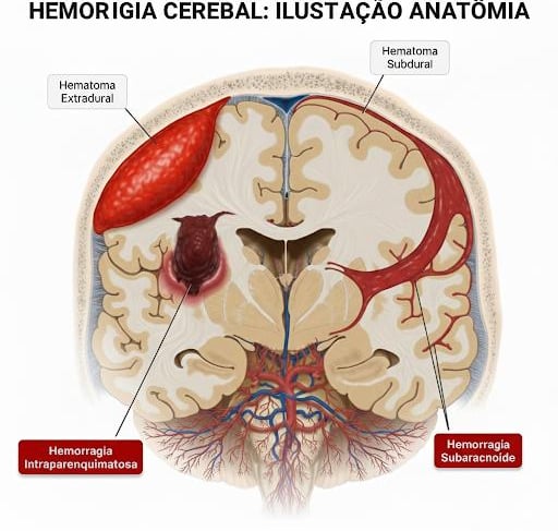 Ilustração de Hemorragias cerebrais para site do Dr Gilnard em Fortaleza