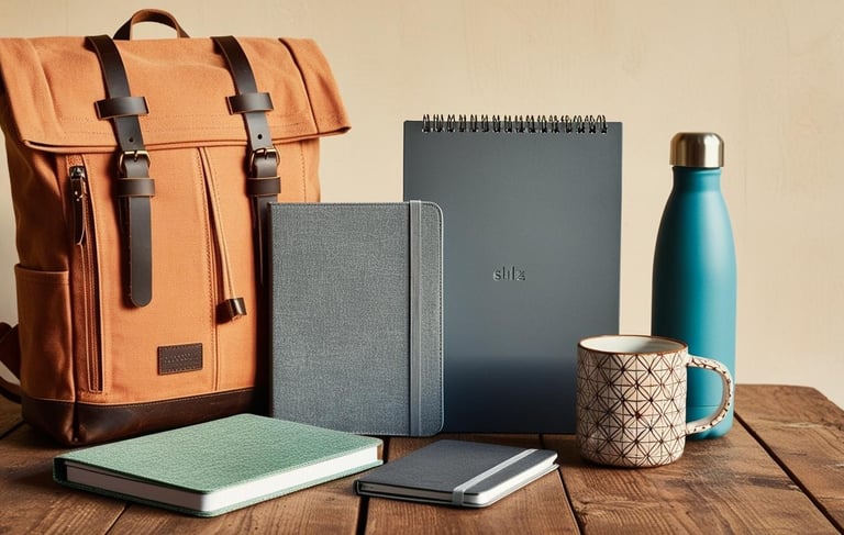 cuadernos anillados, cosidos, mochilas, papeleria, para empresas con logo personalizado