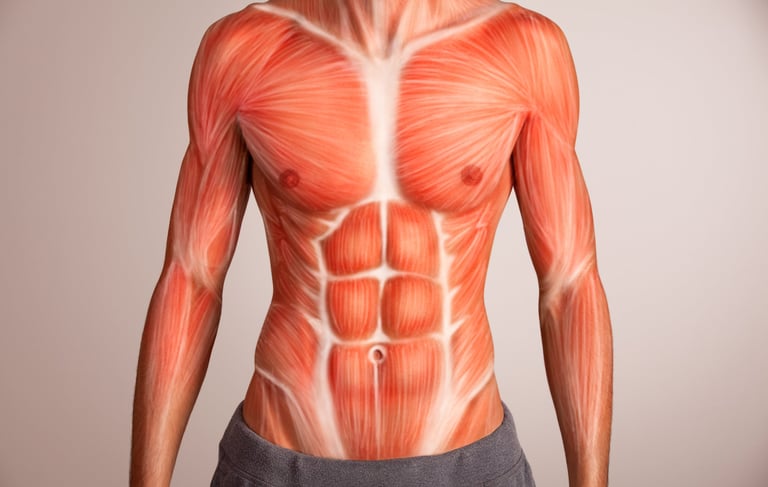 Male torso showing muscular system