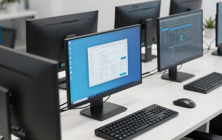 woman and man sitting in front of monitor