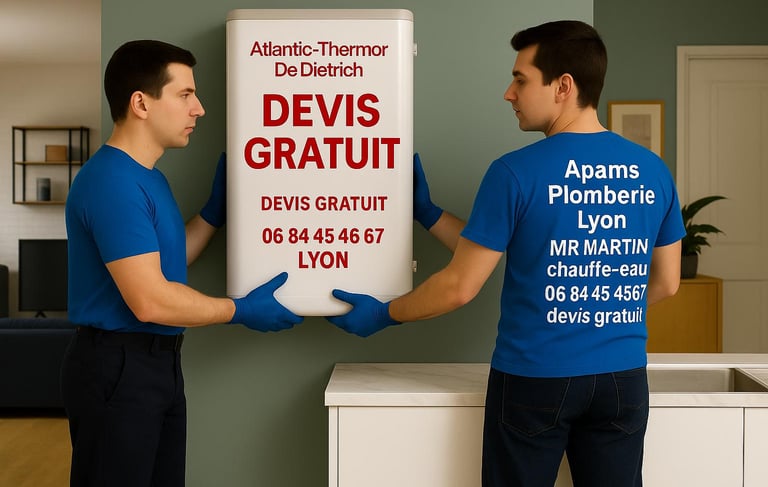  plombier Lyon 7 Installation réparation Dépannage  chauffe eau extra plat Atlantic Thermor  24 h 
