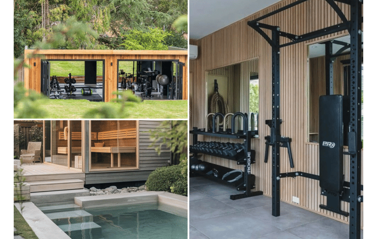 photo collage outdoor gym cabin design 