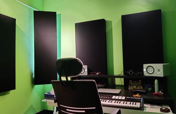 Home studio with acoustic panels