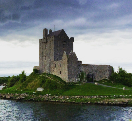 a castle with a castle in the background