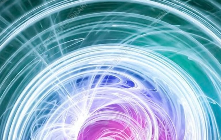 Scientific visualization of the Quark-Gluon Plasma state of matter for the featured article.