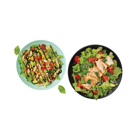 Get the nonveg salads with some green veggies, high in protein and fiber.