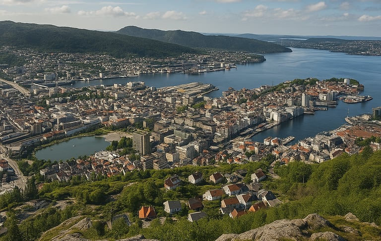 a view of a city from a hill top