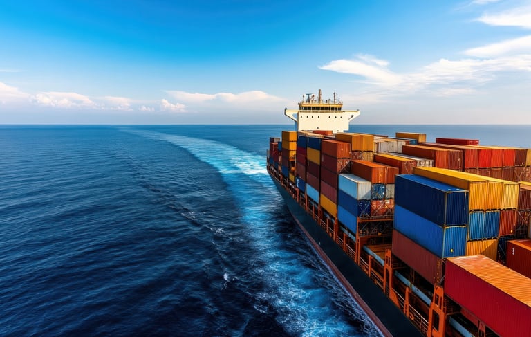 a cargo ship with containers on the deck