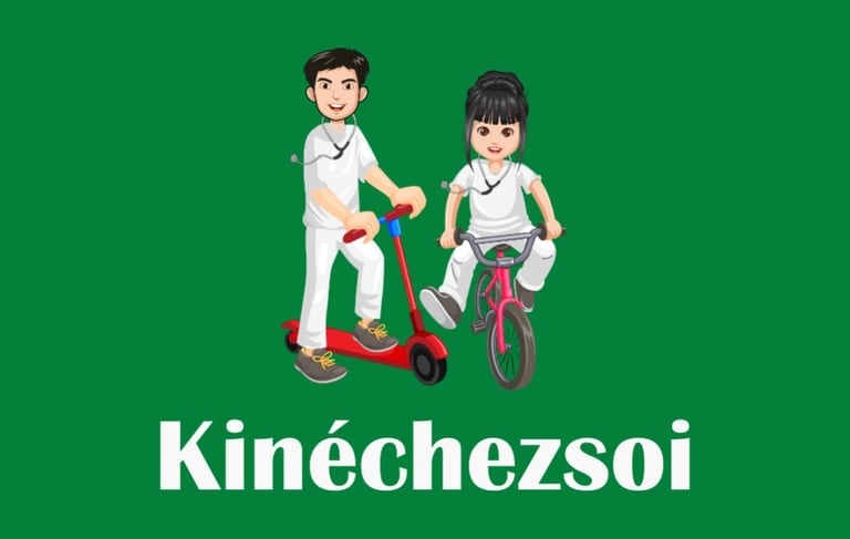 a man and a woman riding scooters on a green background
