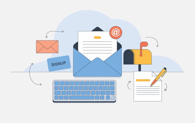 a graphic illustrating communication via newsletter