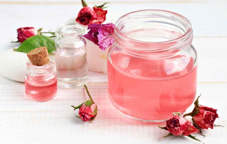 Wellness product Rose Water prepared via Distillation Proccess