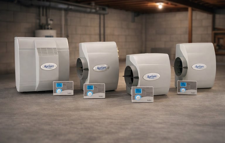 a group of four different types of air conditioners