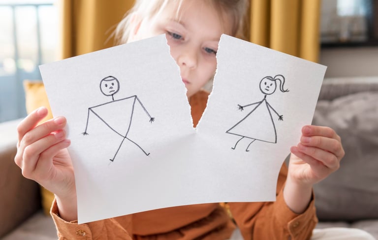 a child's drawing of a boy and girl