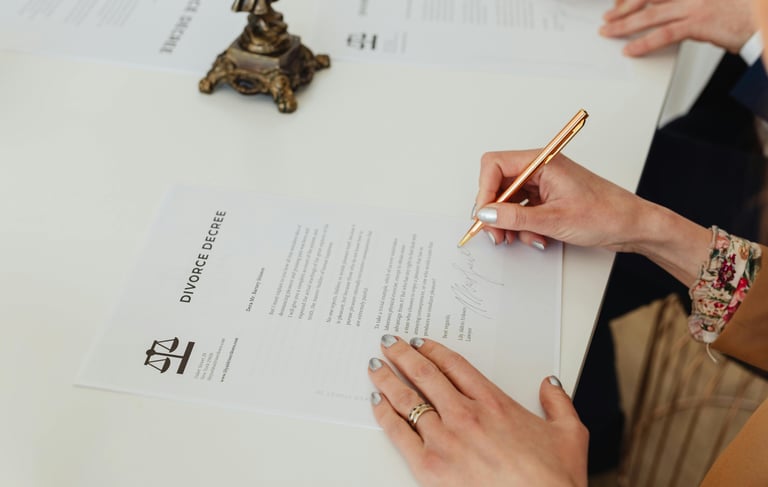 a woman is writing a letter to a man who is sitting at a table
