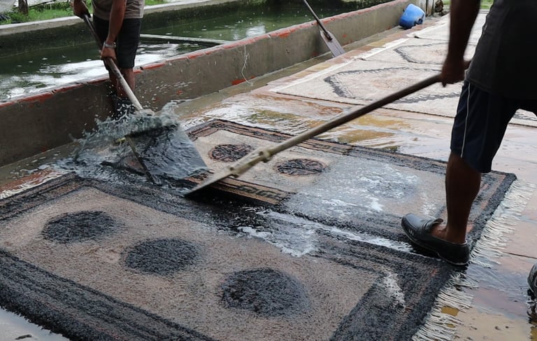 Handknotted Carpet Washing Process
