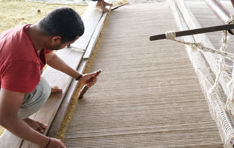 Handwoven Flatweave production on loom