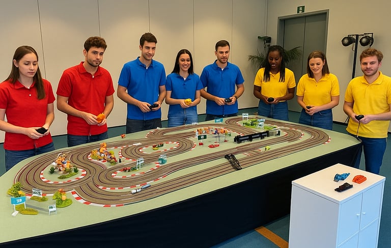 Simulación de Gran Premio de Fórmula 1 con Scalextric