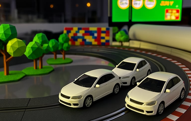 Detalle de la decoración personalizada en pista de Scalextric