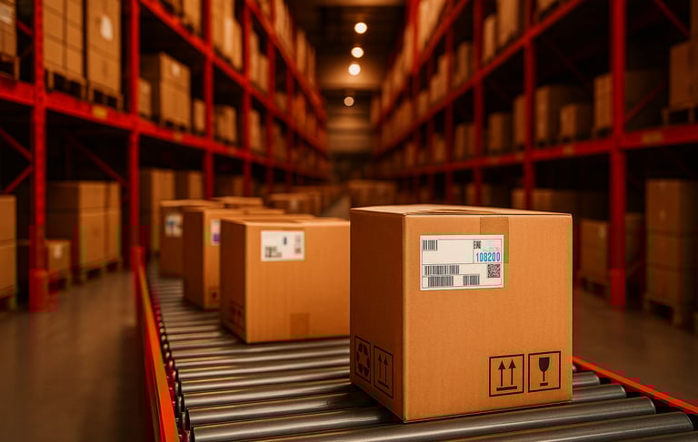 Etiquetas Industriales para productos en cadenas o en Banda automatizada para logística o comercializadora