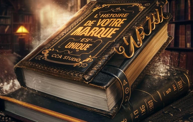 livre ancien qui décrit l'ambiance du storytelling et l'art d'écrire l'histoire des marques 