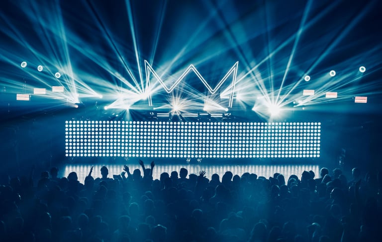 a large screen with a large screen in the middle of a stage