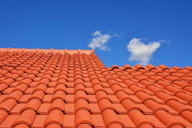 display of orange roofing tiles