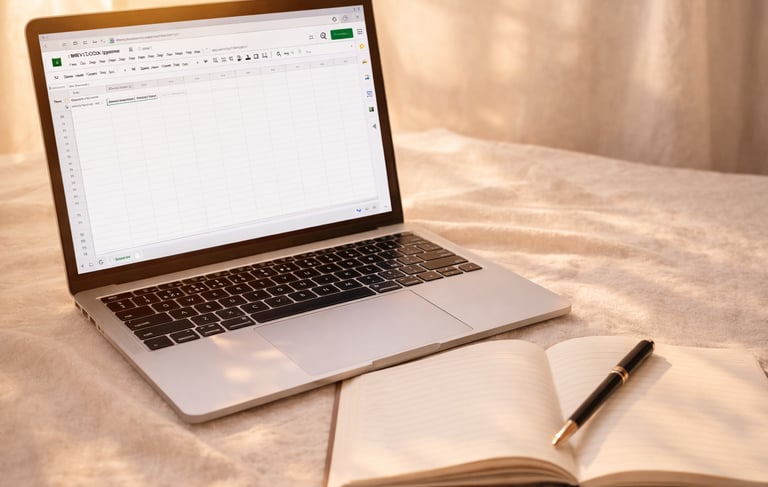 Laptop showing Google Sheets dashboard with charts and data tables, representing data analysis and spreadsheet automation