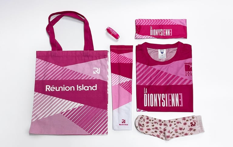 La Dionysienne participant kit with tote bag, apparel and accessories Birmingham 2022 event support