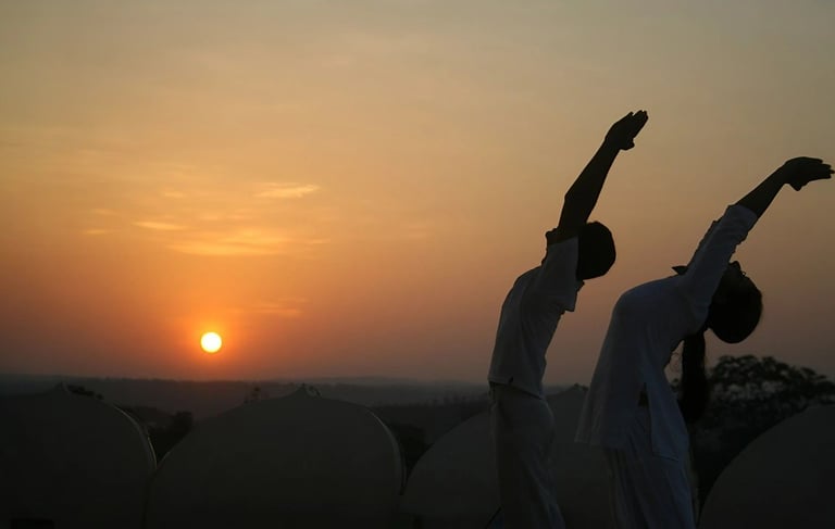 Stock image showing a Surya Namaskar for illustration