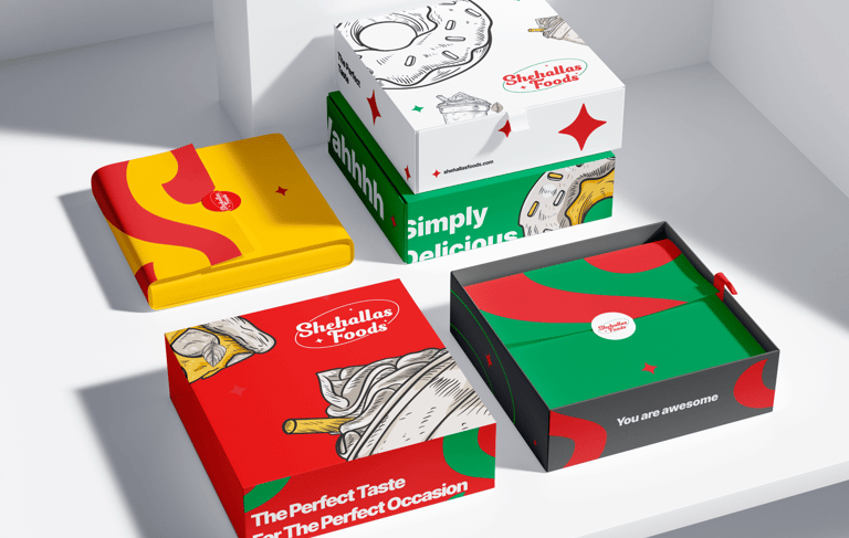 packaging for home made food products with popping colors and modern designs
