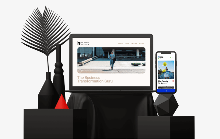 website design showcase and app design mockup for ui/ux customers