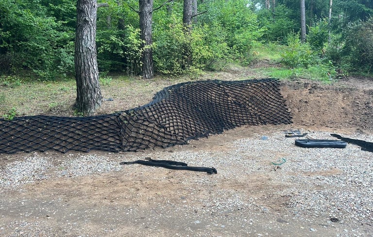 geokorio montavimas ant nestabilaus šlaito