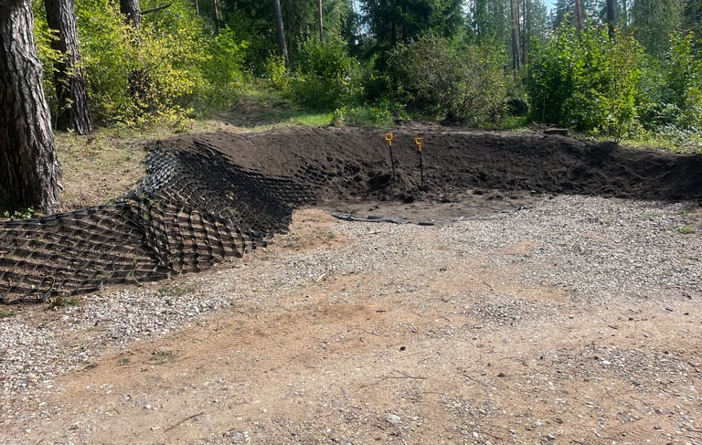 šlaito tvirtinimas naudojant geokorį