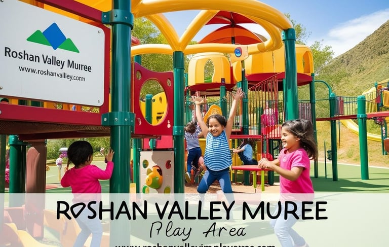 a group of children playing in a play area with a sign that says rosh