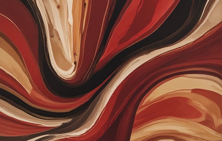 une peinture représentant un motif tourbillonnant rouge et blanc