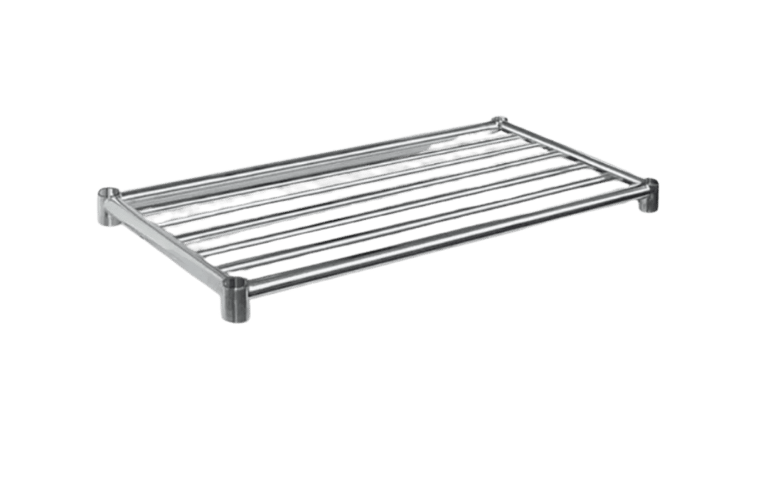 Replacement pipe under shelves for stainless steel work benches.