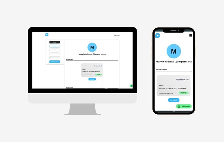 gambar sebuah mac dan handphone dengan detail keanggotaan