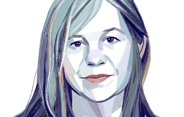 Cartoon image of author Joann Beard