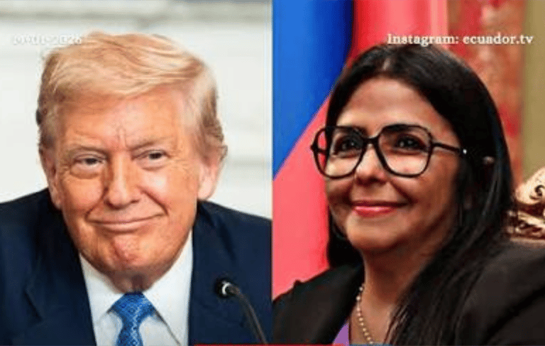 Delcy Rodríguez y Donald Trump