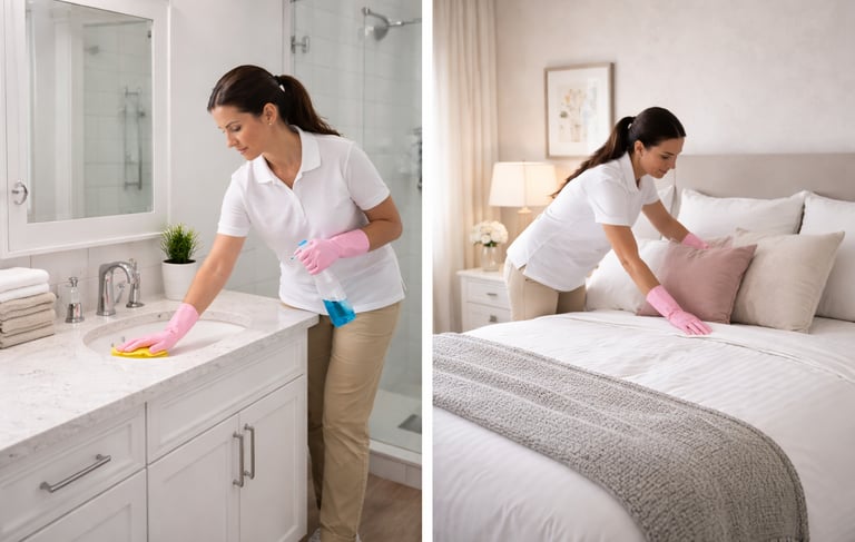 Professional bathroom and bedroom house cleaning service in Durham NC and the Triangle area