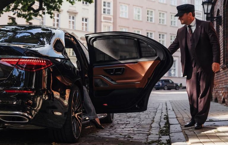 a man in a suit and hat walking down the street