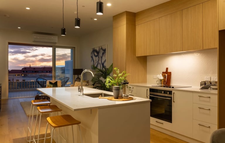 Kitchen in New Town house Construction Wellington