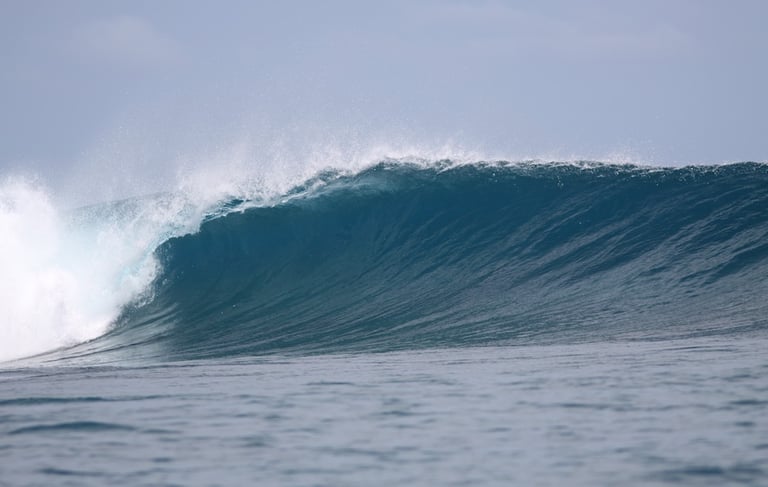 Clean ocean swell lining up at Telescopes surf spot, Indonesia