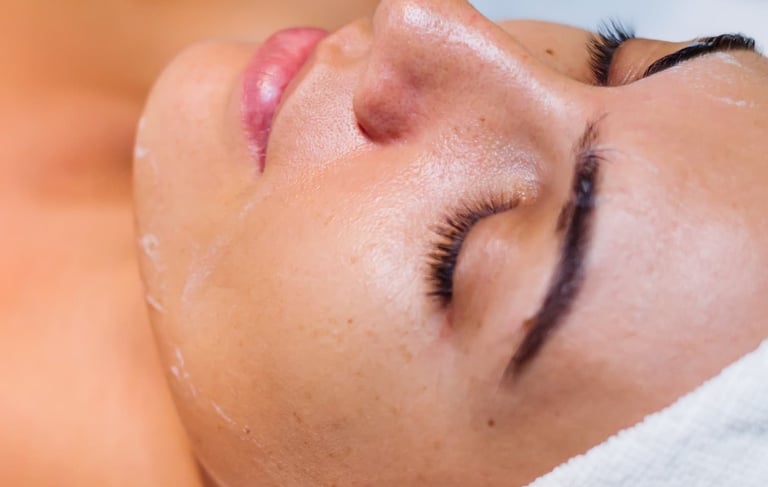 Vrouw met roze en lippen en donkere wenkrbrouwen