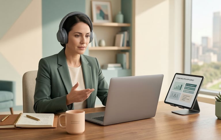 Professional participating in a live one-on-one workplace English training session