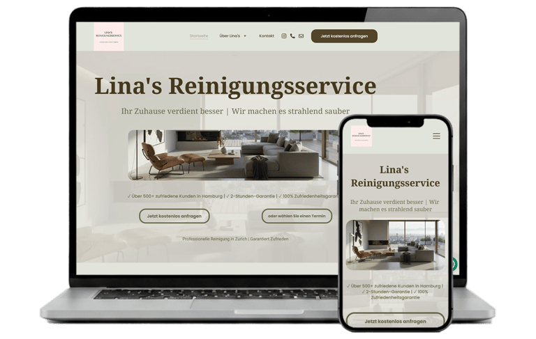 Logotipo Lina's Reinigungsservice: Caso de sucesso de automação de agendamento e chatbot 
