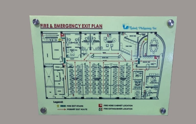 Fire and emergency exit plan creating using acrylic