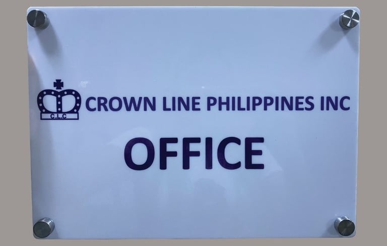 Crown Line Philippines INC office sign