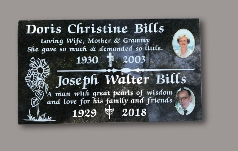 headstone granite for doris and joseph bills