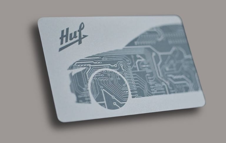 PVC nfc card with a design of a car in a circuit design